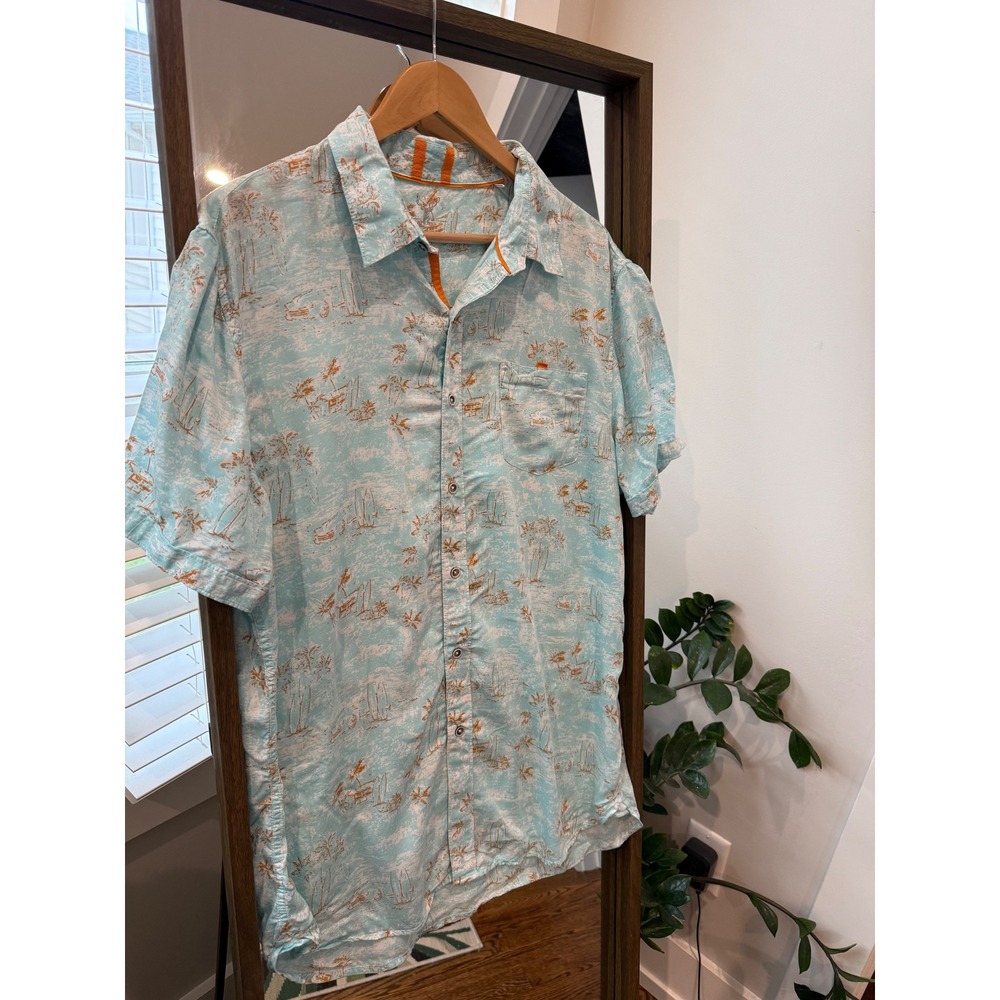 NI Coby Men's Short Sleeve Button Up Shirt Tropical Print Size XL Beach Hawaiian
